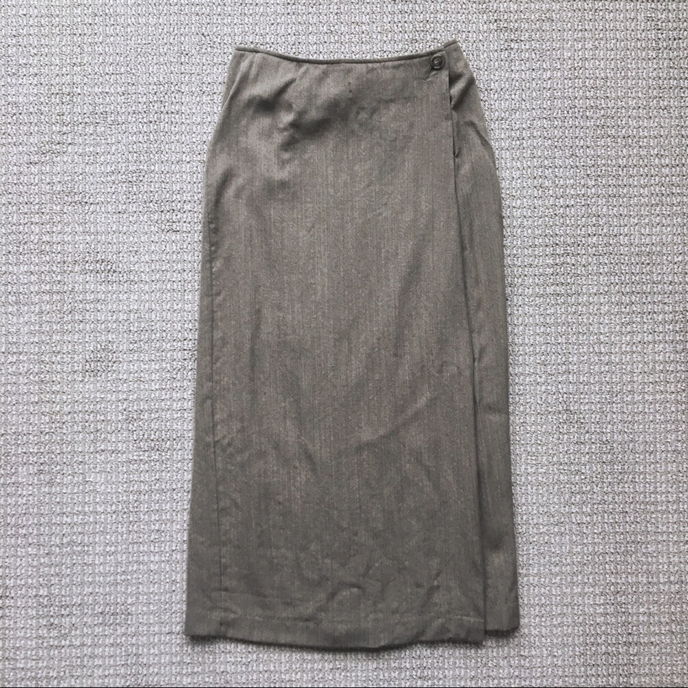 Karen Kane Wool Skirt, Brown, Button Closure, 8